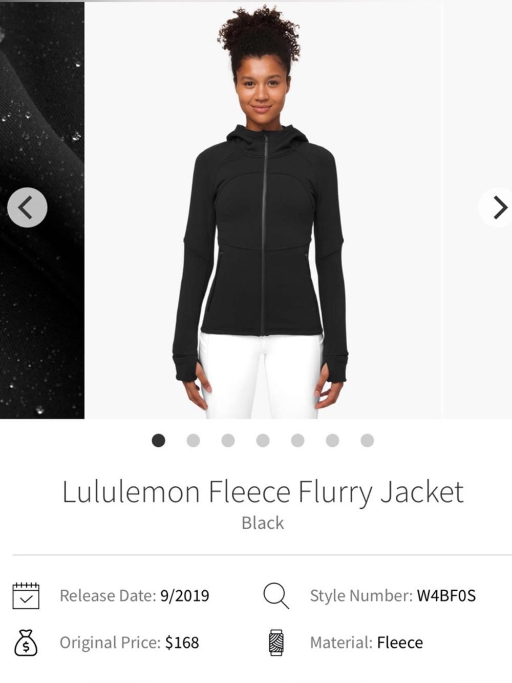 lululemon athletica Black Fleece Flurry Full-Zip Jacket size 8